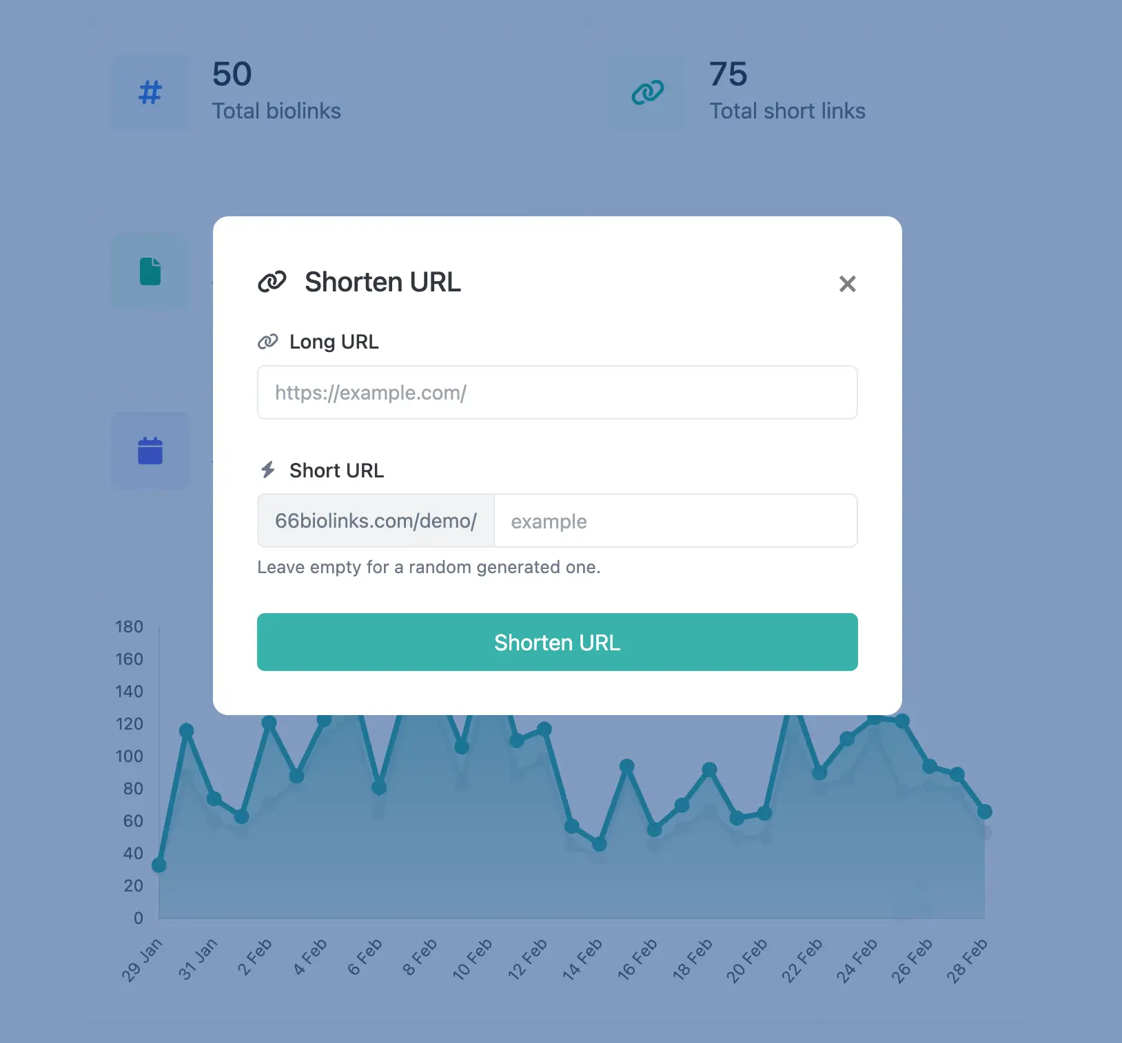Tampilan editor URL pendek